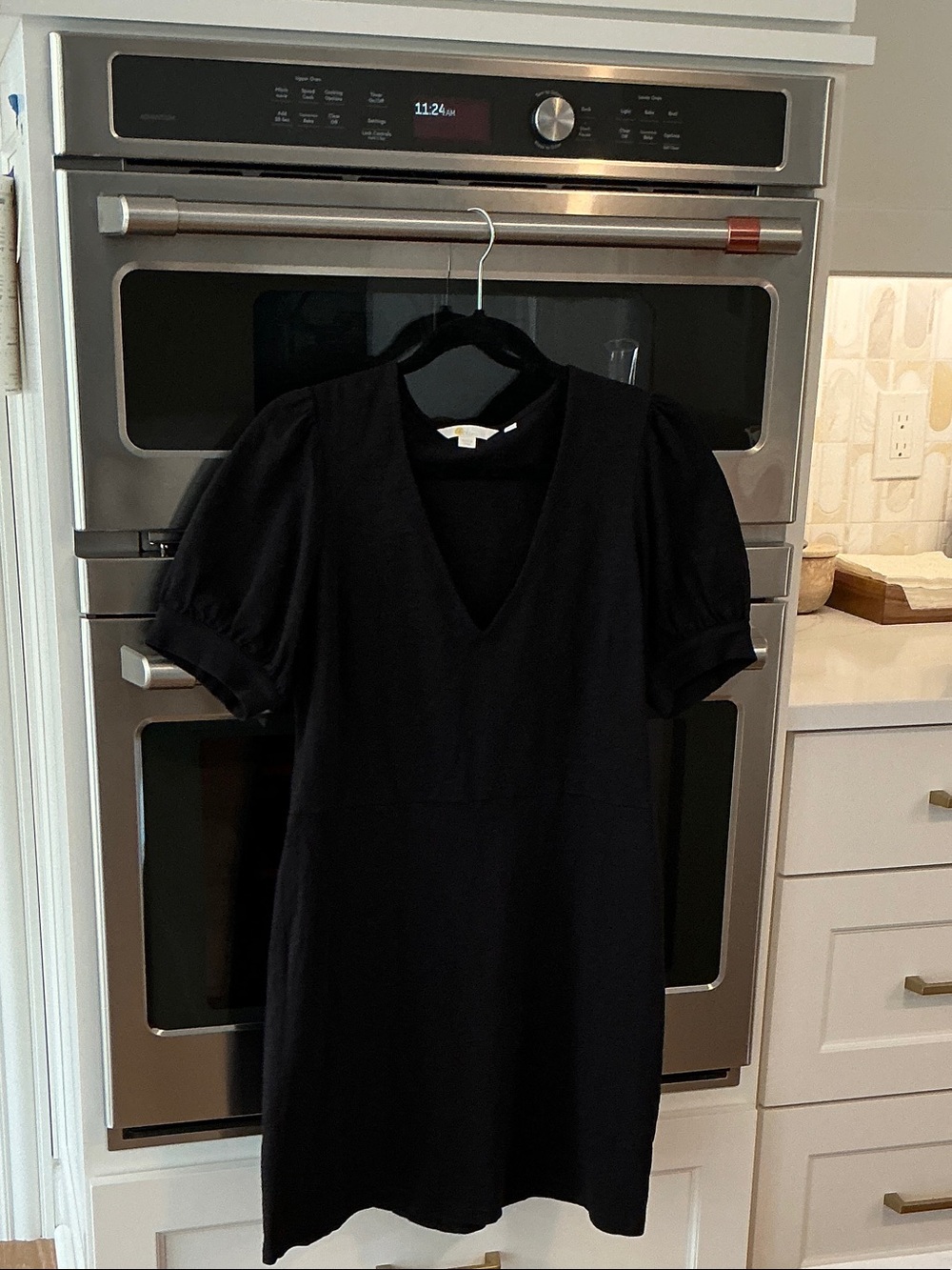 Black Boden Button detail sleeve Minidress, Size 10, washed, never worn